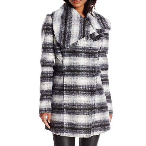 Sam Edelman Women’s Knit Wrap Coat Striped Wool Blend Jacket Medium Fall Winter - Picture 1 of 16
